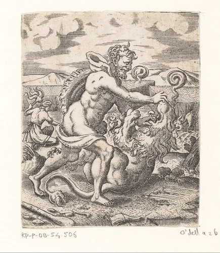 Samson doodt de leeuw by Unknown, print, 1524-1562