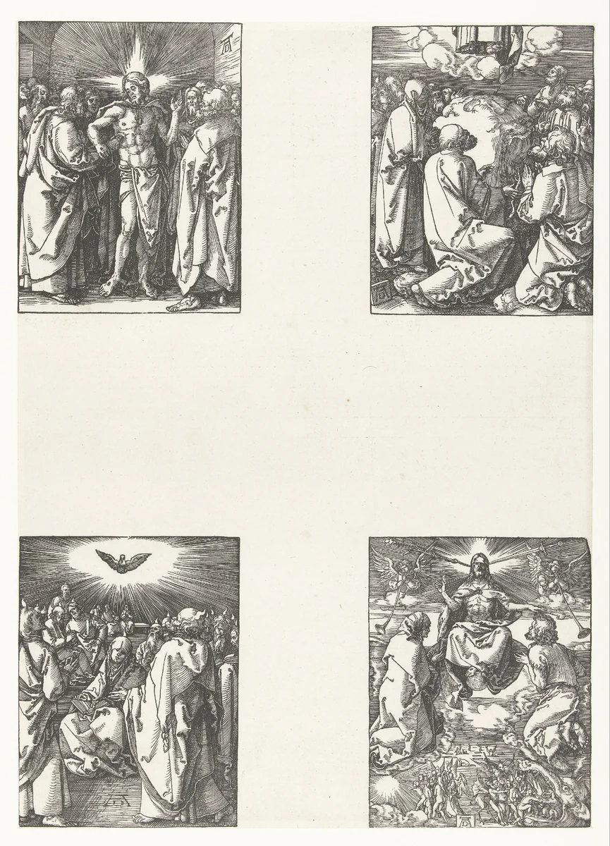 Ongelovige Tomas, Hemelvaart, Pinksteren, Laatste Oordeel by Unknown, print, 1510
