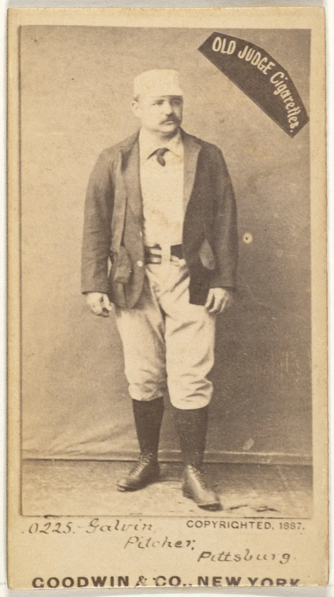 James Francis "Pud" Galvin, Pitcher, Pittsburgh, from the Old Judge series (N172) for Old Judge Cigarettes by Goodwin & Company, photograph, 1887