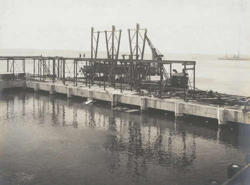 Cristobal Coaling Station, showing completed end of wharf, and erection of wharf bunker by Unidentified Photographer, photograph, 1916