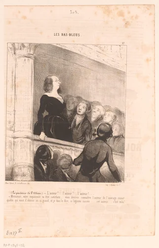 Schrijfster maakt zichzelf bekend aan theaterpubliek by Honoré Daumier, other, 1844
