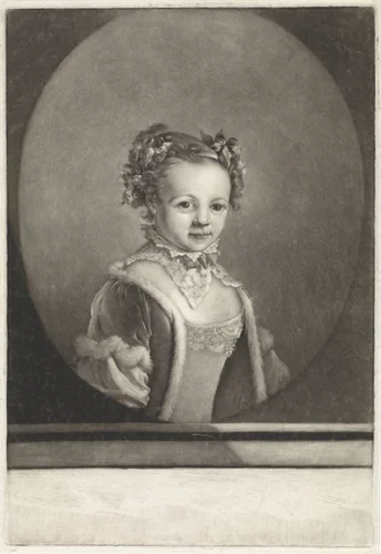 Portret van een meisje by Pieter van Bleeck, print, 1751