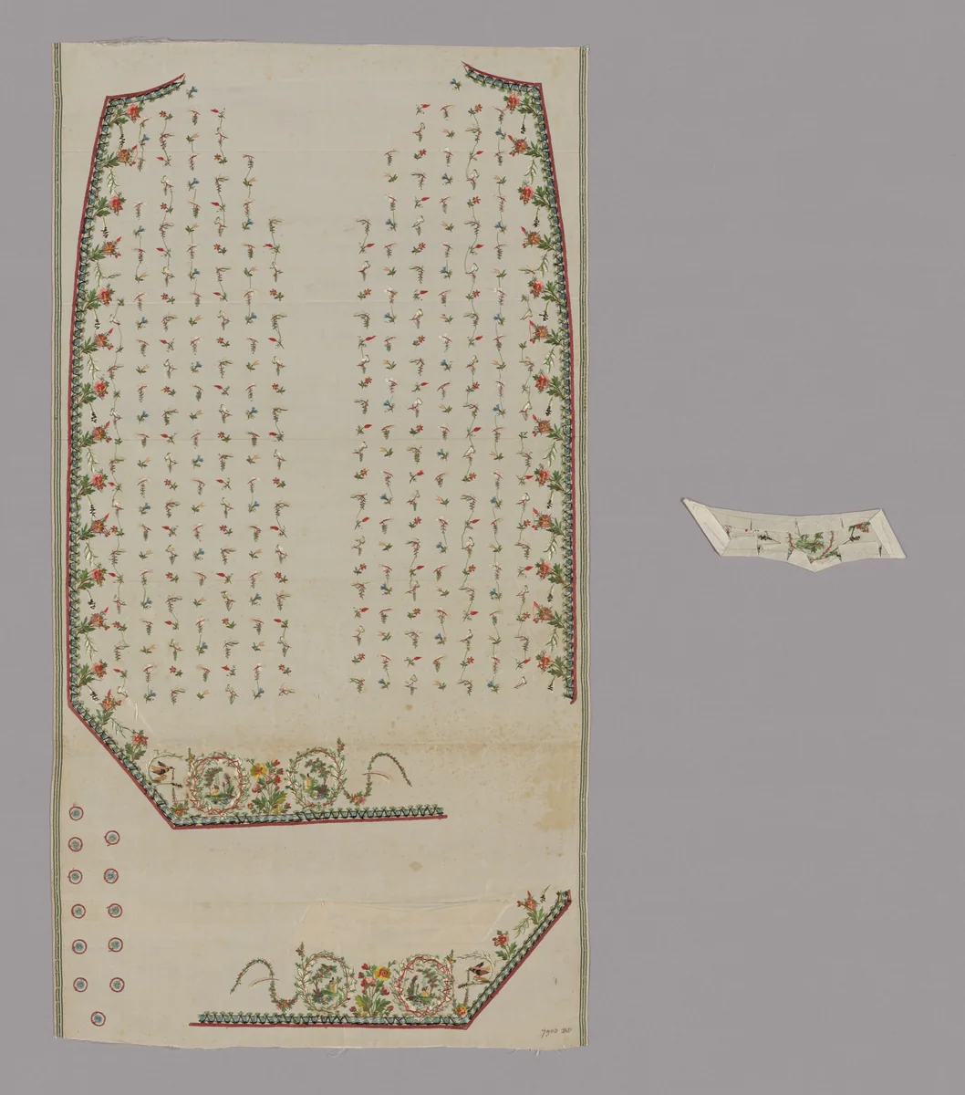 Embroidered Fabric for a Man's Waistcoat Front by France, other, 1780-1790