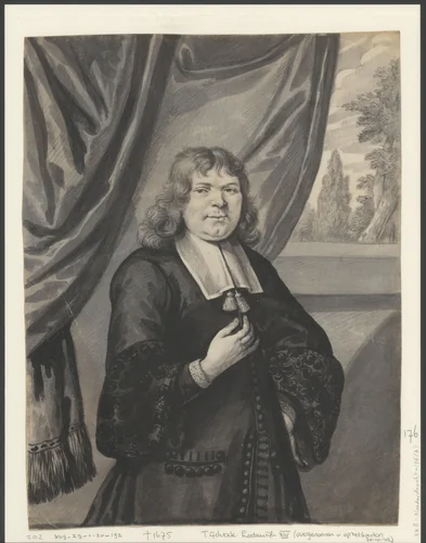 Portret van een onbekende man by anonymous, drawing, 1650-1699