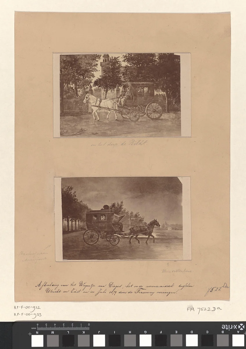 Fotoreproductie van het Wagentje van Dieges, de koets tussen Utrecht en Zeist, 1879 by anonymous, photograph, 1879-1926