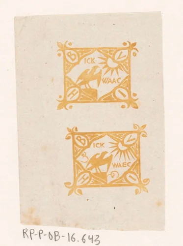 Twee vignetten met een roofvogel die naar de zon staart by Gerrit Willem Dijsselhof, print, 1903-1924