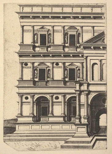 Partial View of a Building [Palatium Claudie] from the series 'Ruinarum variarum fabricarum delineationes pictoribus caeterisque id genus artificibus multum utiles' by Lambert Suavius, book, 1554