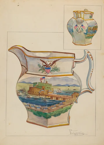 Pitcher by Rolland Livingstone, index of american design, 1935-1942