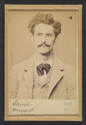 David. Armand, Auguste. 27 ans, né à Gien (Loiret). Faïencier. Anarchiste. 1/3/94. by Alphonse Bertillon, photograph, 1894