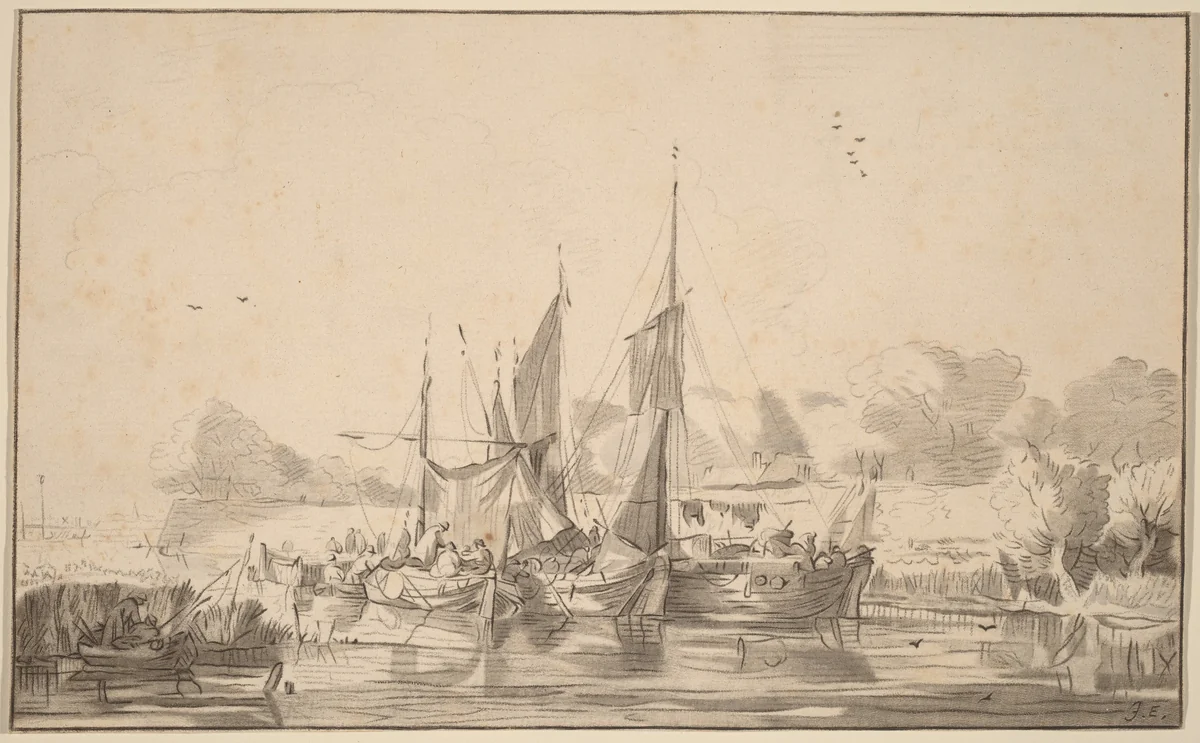 Canal at Utrecht by Cornelis Ploos van Amstel, print, 1771-1787