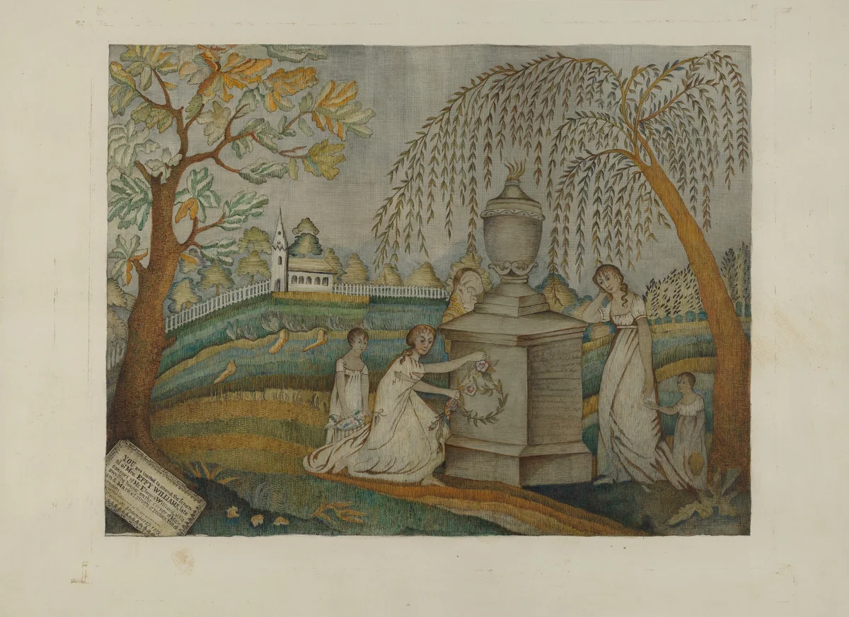 Mourning Embroidery by Harry Jennings, index of american design, 1935-1942