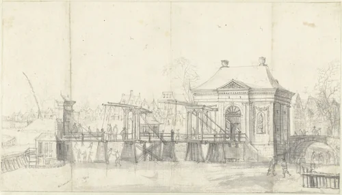Heiligewegspoort te Amsterdam in de winter by Jan Abrahamsz. Beerstraten, drawing, 1638-1658