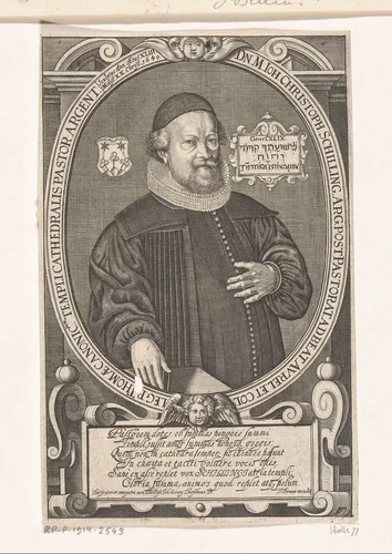 Portret van Johann Christoph Schilling by Isaac Brun, print, 1640