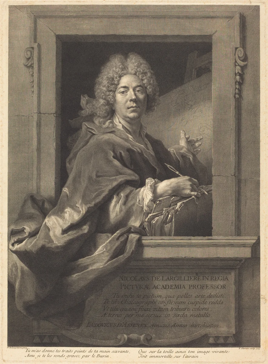 Nicolas de Largilliere by François Chereau; Nicolas de Largillierre, print, 1715