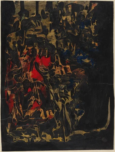 Composition III, Dark by Simon Hantaï, drawing, 1922-1992