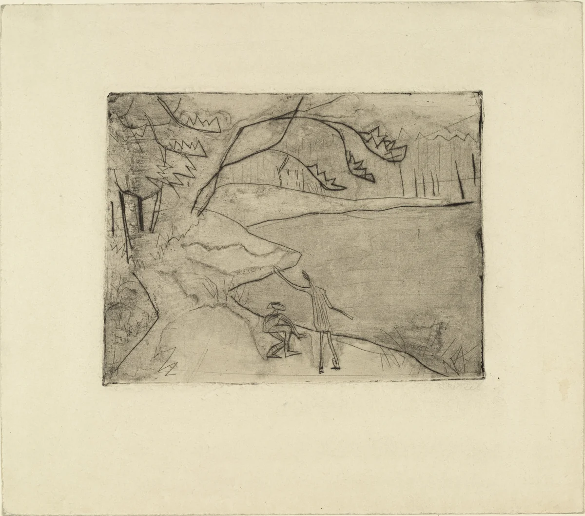 Children on the Shore (Kinder am Ufer) by Erich Heckel, print, 1912