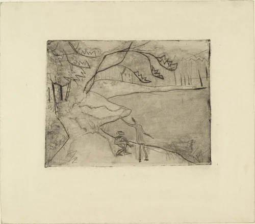 Children on the Shore (Kinder am Ufer) by Erich Heckel, print, 1912