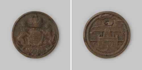 Amsterdam, brandspuitpenning van wijk 14 by anonymous, metalwork, 1700-1799