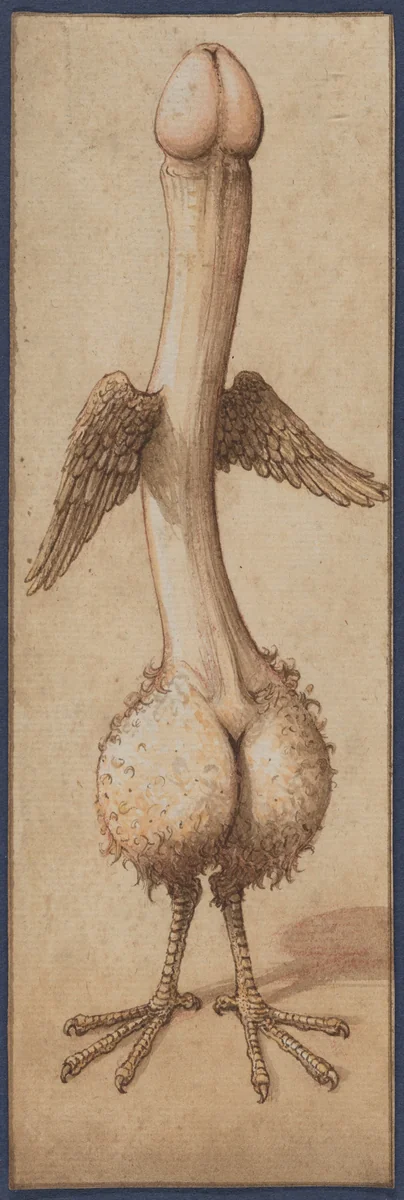 A Winged Phallus in the Shape of a Bird by Unknown North Italian Artist, print, 1550-1599