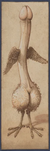 A Winged Phallus in the Shape of a Bird by Unknown North Italian Artist, print, 1550-1599