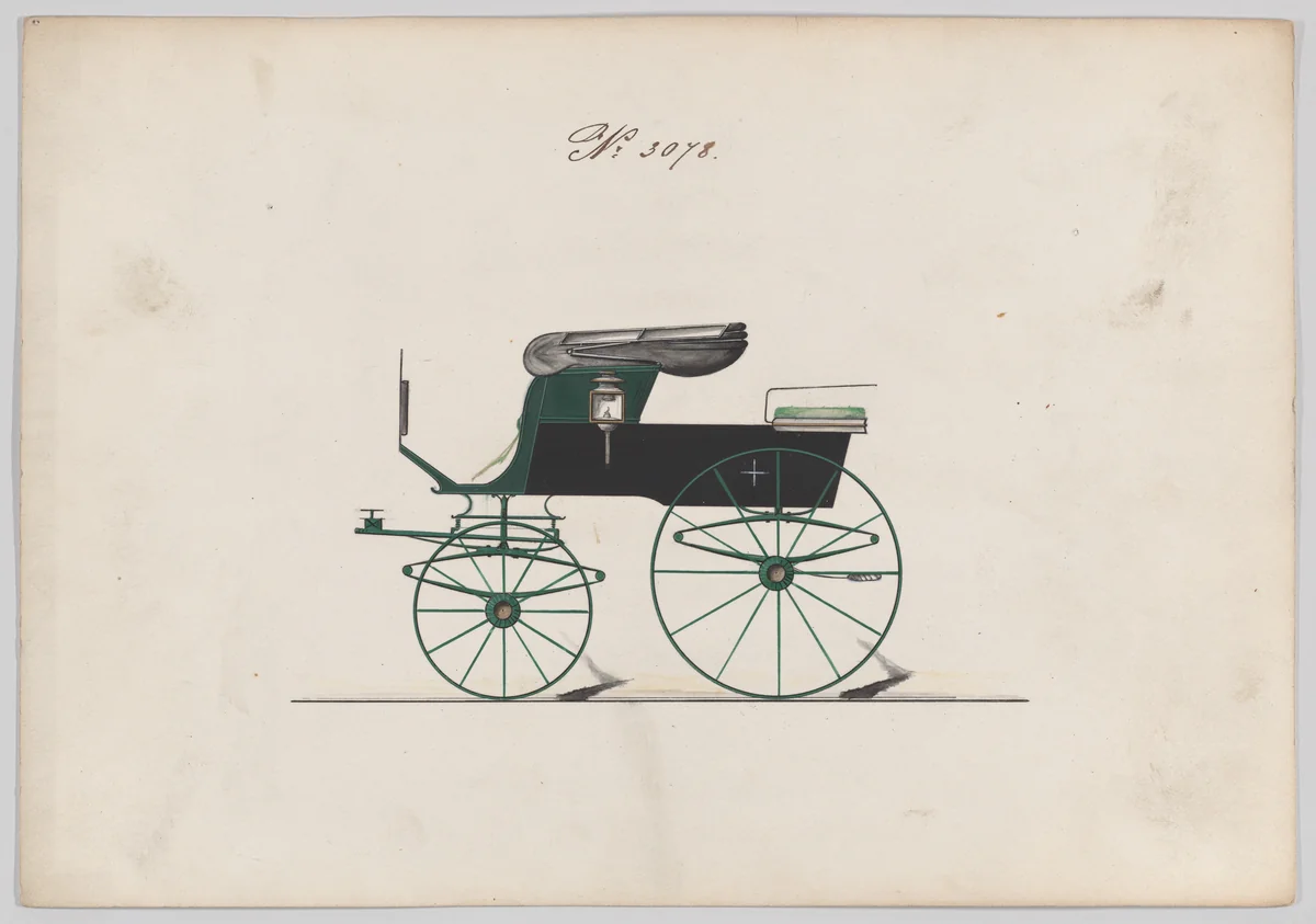Design for Stanhope Phaeton, no. 3078 by Brewster & Co., drawing, 1874