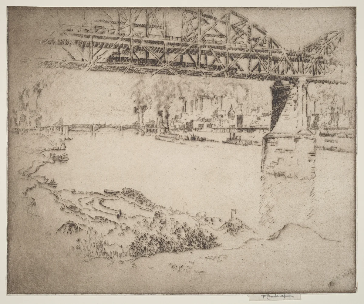 The City Bridge, St. Louis by Joseph Pennell, print, 1919