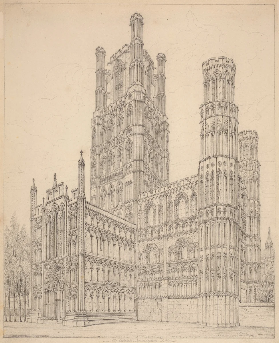 Ely Cathedral, Cambridgeshire, S.W. View by John Coney, drawing, 1820