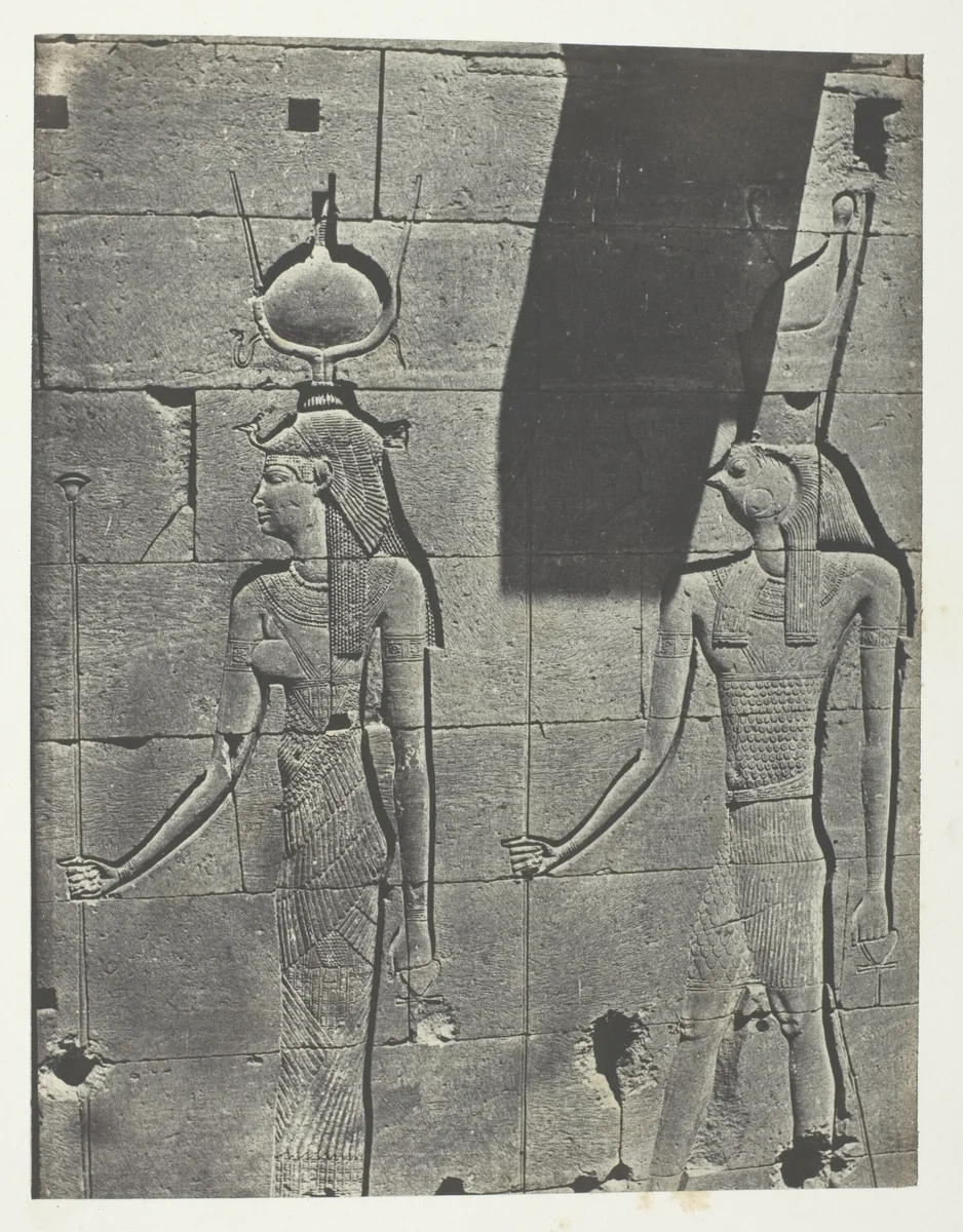 Kalabscheh, Sculptures De La Façade Postérieure Du Temple; Nubie, plate 92 from the album "Egypte, Nubie, Palestine et Syrie" (1852) by Maxime Du Camp, photograph, 1849-1851