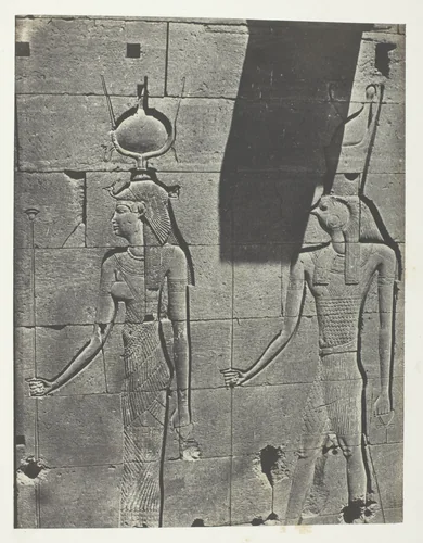 Kalabscheh, Sculptures De La Façade Postérieure Du Temple; Nubie, plate 92 from the album "Egypte, Nubie, Palestine et Syrie" (1852) by Maxime Du Camp, photograph, 1849-1851