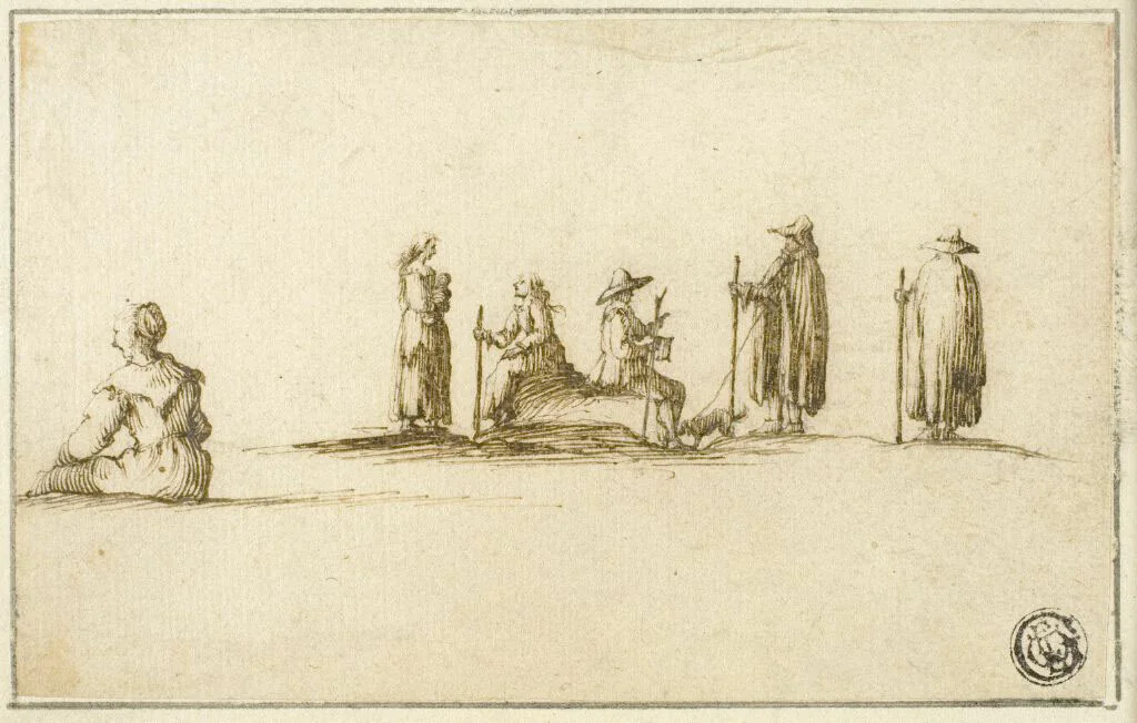 Group of Seated and Standing Men and Women by Stefano della Bella, drawing, 1630-1664