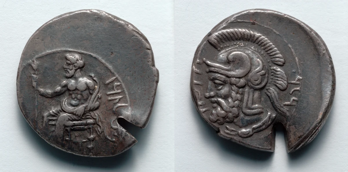 Stater: Baal (obverse); Head of Pharnabazos (reverse) by Unknown, metalwork, -379--374