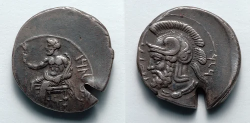 Stater: Baal (obverse); Head of Pharnabazos (reverse) by Unknown, metalwork, -379--374