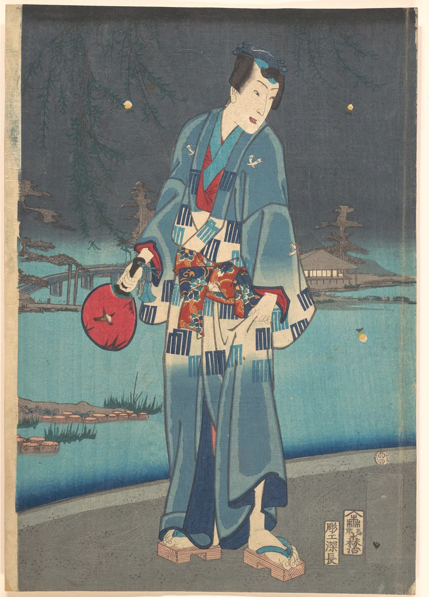Modern Genji – Firefly Viewing (Imayō genji shiken hotaru asobi) by Toyohara Kunichika, print, 1861