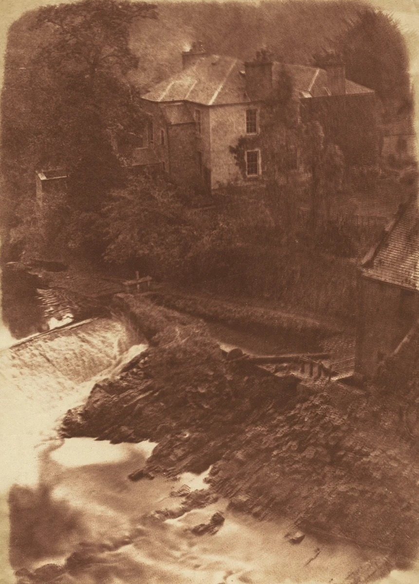 Colinton Manse and weir, with part of the old mill on the right by David Octavius Hill, Robert Adamson, photograph, 1846