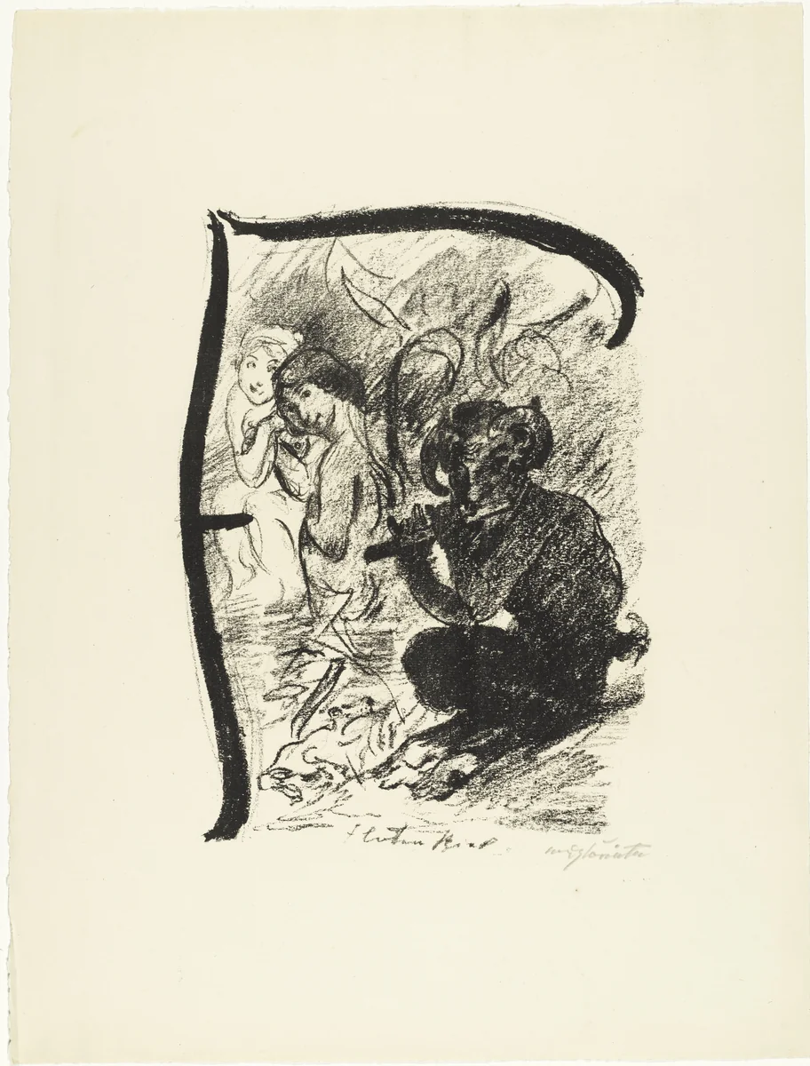 Letter F (Buchstabe F) from the illustrated book in portfolio form The ABCs (Das ABC) by Lovis Corinth, print, 1916