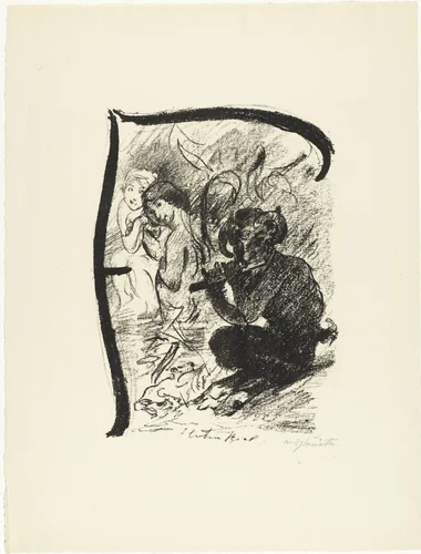 Letter F (Buchstabe F) from the illustrated book in portfolio form The ABCs (Das ABC) by Lovis Corinth, print, 1916