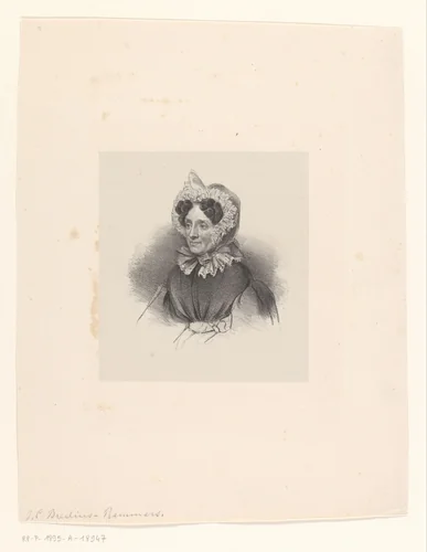 Portret van een onbekende vrouw, mogelijk Johanna Cornelia Remmers by anonymous, print, 1820-1895