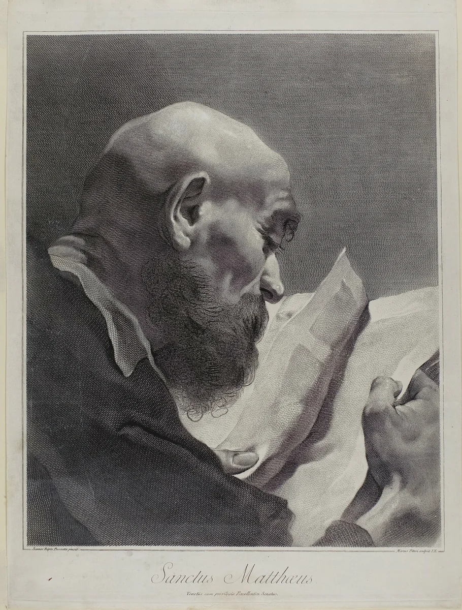 Saint Matthew, from The Holy Family and the Twelve Apostles by Giovanni Marco Pitteri, print, 1742