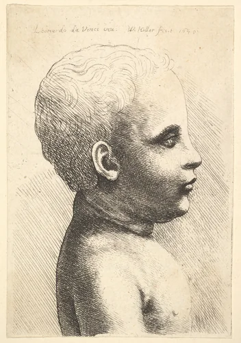 Head and shoulder of a child, in profile to right by Wenceslaus Hollar, print, 1645