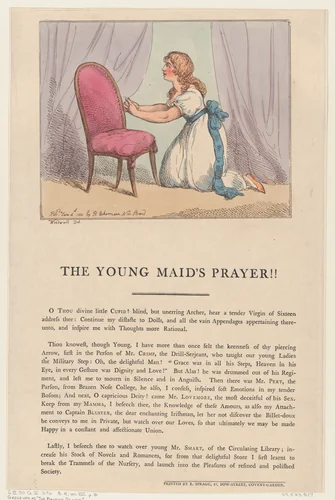 The Young Maid's Prayer!! by Thomas Rowlandson, print, 1801