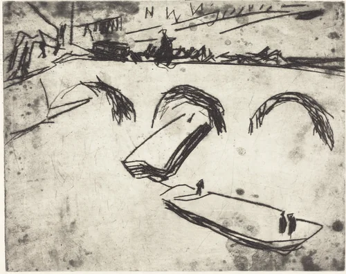 Bridge on Crown Prince Embankment (Brucke am Kronprinzenufer) by Ernst Ludwig Kirchner, print, 1909