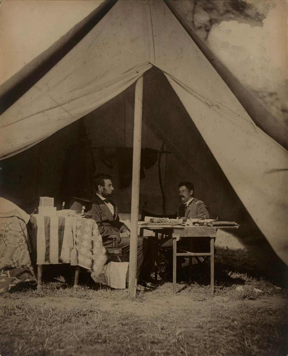The President (Abraham Lincoln) and General McClellan on the Battlefield of Antietam by Alexander Gardner, photograph, 1862