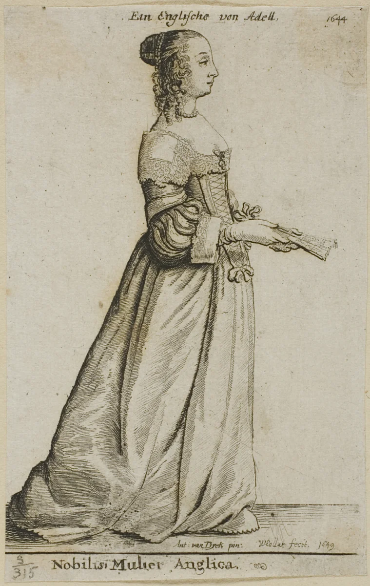 English Noblewoman by Wenceslaus Hollar, print, 1644-1649