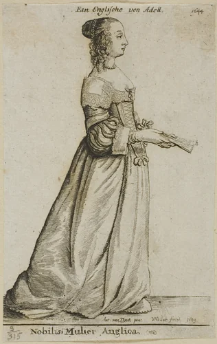 English Noblewoman by Wenceslaus Hollar, print, 1644-1649