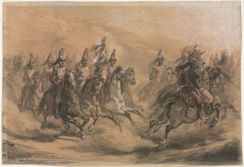 Cavalry Charge by Auguste Raffet, drawing, 1835-1845
