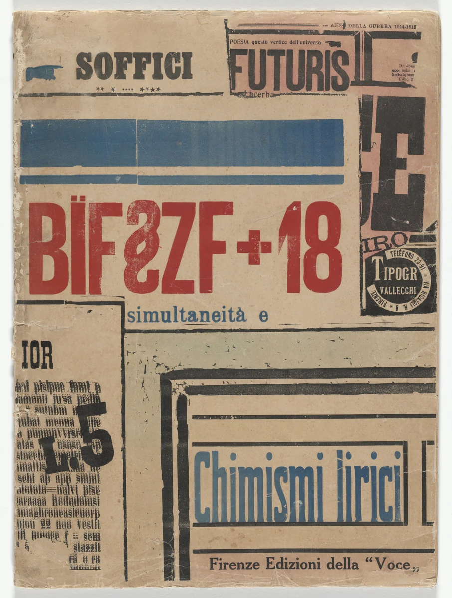 BÏF§ZF+18: Simultaneità e chimismi lirici by Ardegno Soffici, illustrated book, 1915