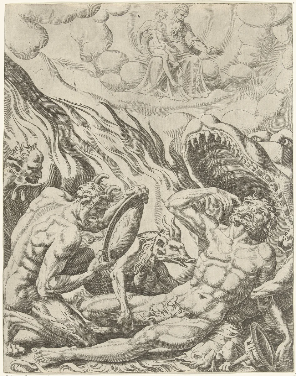 Visioen van de rijke man in de hel by Dirck Volckertsz. Coornhert, print, 1551