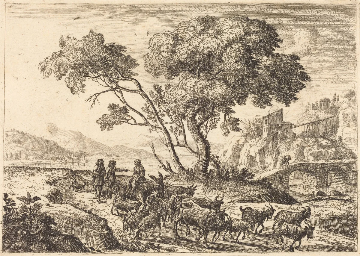 Departure for the Fields (Le départ pour les champs) by Claude Lorrain, print, 1638-1641