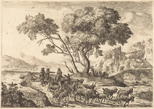Departure for the Fields (Le départ pour les champs) by Claude Lorrain, print, 1638-1641