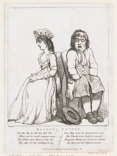 Bashful Lovers by Thomas Rowlandson, print, 1798